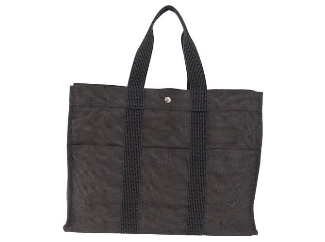 Hermès HERMES Her Line GM Hand Bag Canvas Gray Silver - vista 13