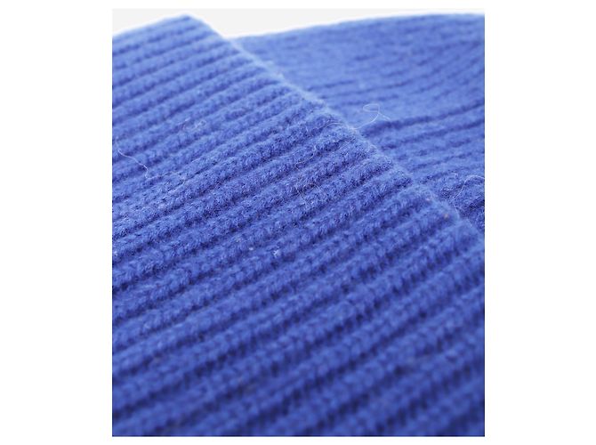 Acne Gorro acanalado azul con logotipo Large Face - vista 4