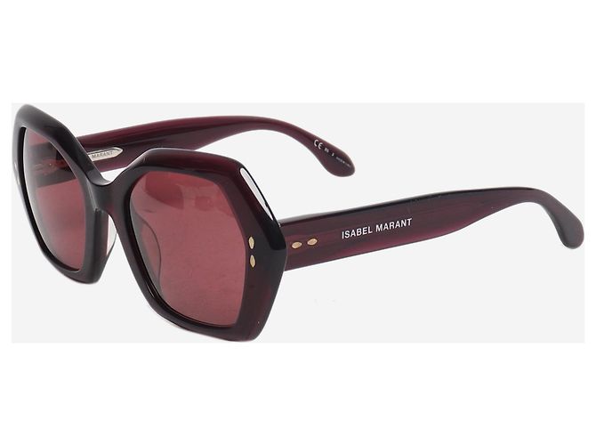 Isabel Marant Burgundy oversized hexagonal sunglasses - view 2