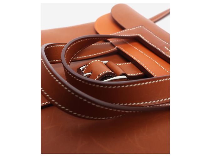Hermès Borsa Halzan 31 in pelle Barenia marrone - vista 6