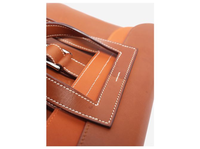 Hermès Borsa Halzan 31 in pelle Barenia marrone - vista 7