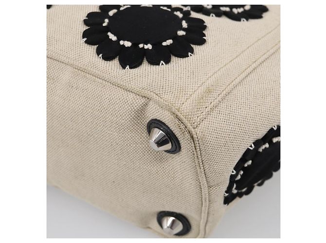 PRADA Hand Bag Canvas Denim 2way Beige Silver - vista 14