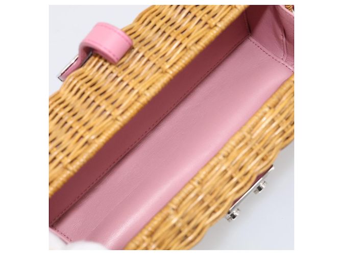 Miu Miu Sac en paille Sac à épaule Raffia Brown Silver - vue 11