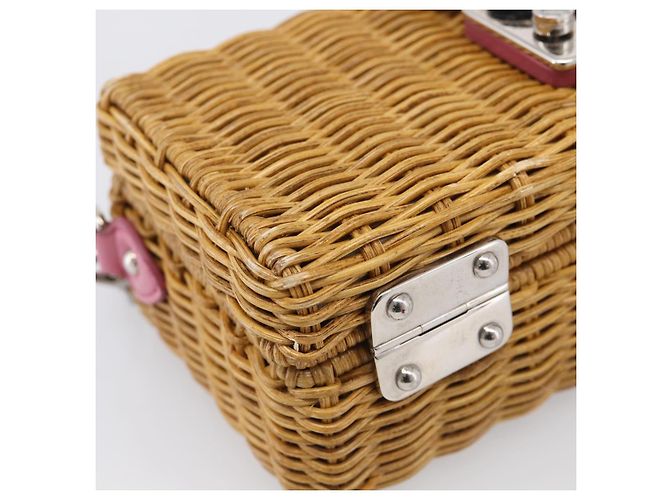 Miu Miu Sac en paille Sac à épaule Raffia Brown Silver - vue 15