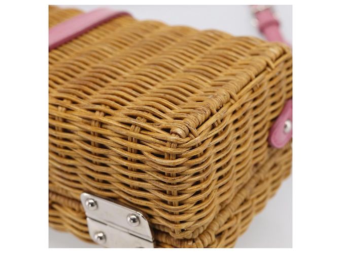 Miu Miu Sac en paille Sac à épaule Raffia Brown Silver - vue 17