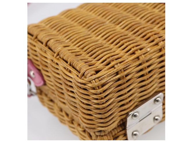Miu Miu Sac en paille Sac à épaule Raffia Brown Silver - vue 18