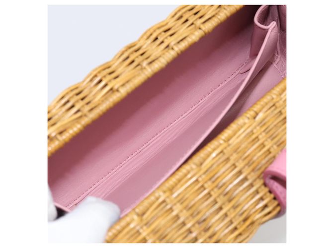 Miu Miu Sac en paille Sac à épaule Raffia Brown Silver - vue 25