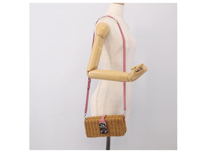 Miu Miu Sac en paille Sac à épaule Raffia Brown Silver - vue 26