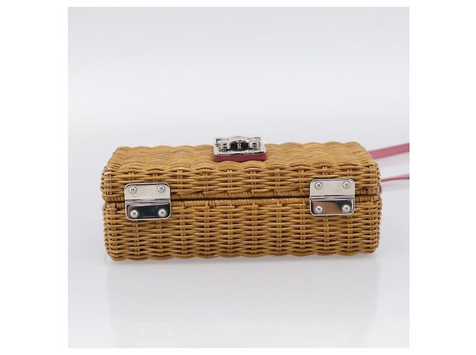 Miu Miu Sac en paille Sac à épaule Raffia Brown Silver - vue 5