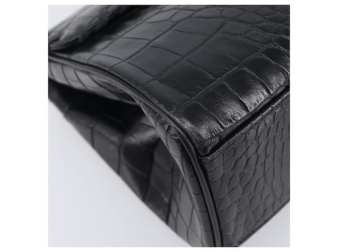 Autre Marque Saint Laurent Hand Bag Embossed Leather Black Gold - vista 11