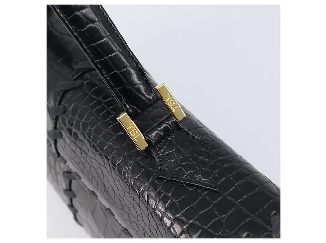 Autre Marque Saint Laurent Hand Bag Embossed Leather Black Gold - vista 14