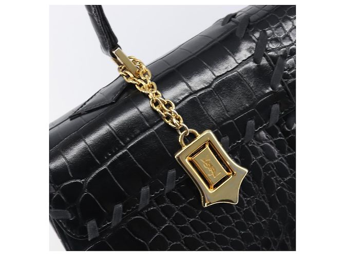 Autre Marque Saint Laurent Hand Bag Embossed Leather Black Gold - vista 15