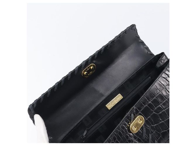 Autre Marque Saint Laurent Hand Bag Embossed Leather Black Gold - vista 16