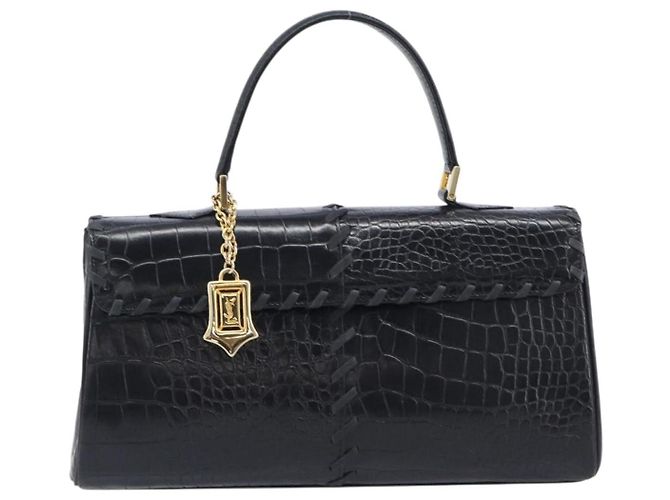 Autre Marque Saint Laurent Hand Bag Embossed Leather Black Gold - vista 2