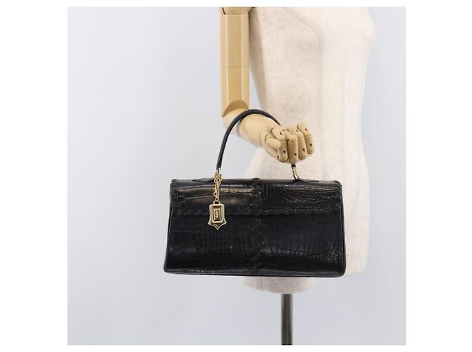Autre Marque Saint Laurent Hand Bag Embossed Leather Black Gold - vista 25