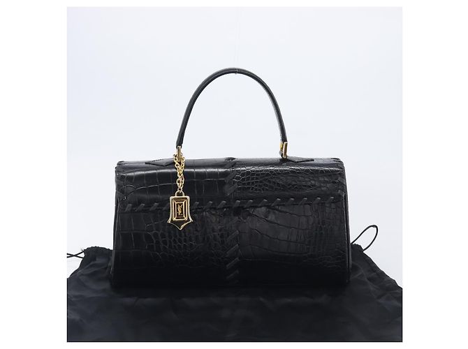 Autre Marque Saint Laurent Hand Bag Embossed Leather Black Gold - vista 26