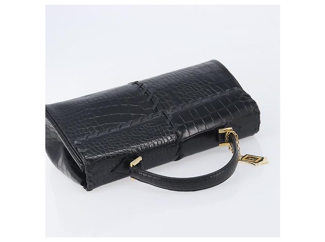 Autre Marque Saint Laurent Hand Bag Embossed Leather Black Gold - vista 6