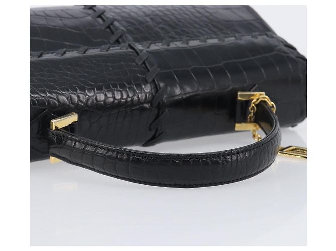 Autre Marque Saint Laurent Hand Bag Embossed Leather Black Gold - vista 7