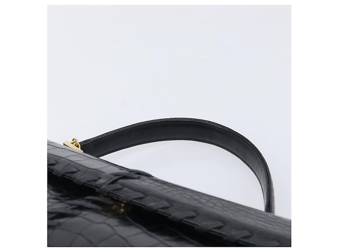 Autre Marque Saint Laurent Hand Bag Embossed Leather Black Gold - vista 8