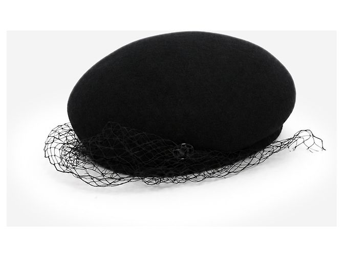 Maison Michel Béret voile New Bonnie en feutre de laine noir - vue 2
