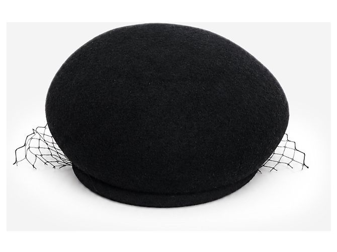 Maison Michel Béret voile New Bonnie en feutre de laine noir - vue 3