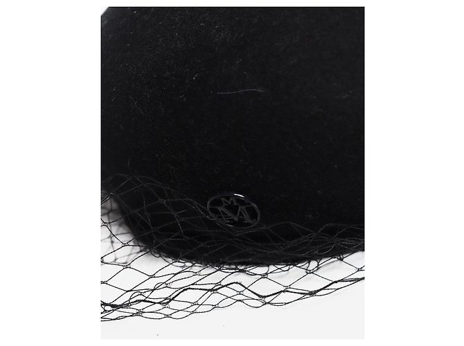 Maison Michel Béret voile New Bonnie en feutre de laine noir - vue 4