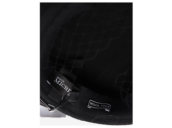Maison Michel Béret voile New Bonnie en feutre de laine noir - vue 5