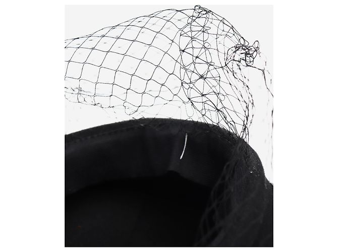Maison Michel Béret voile New Bonnie en feutre de laine noir - vue 6