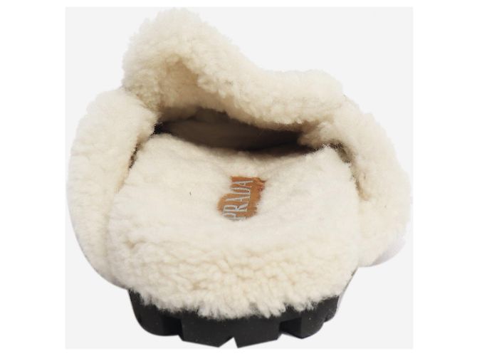 Prada Mules in camoscio beige e shearling - size EU 38 - vista 3