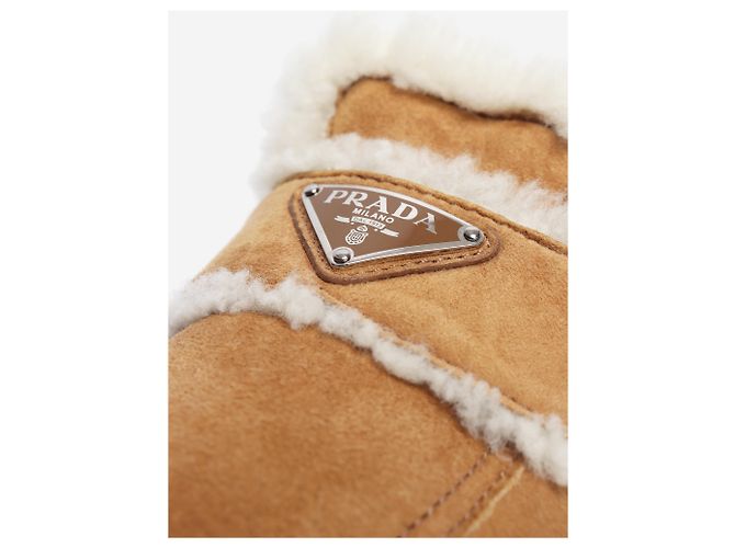 Prada Mules in camoscio beige e shearling - size EU 38 - vista 4