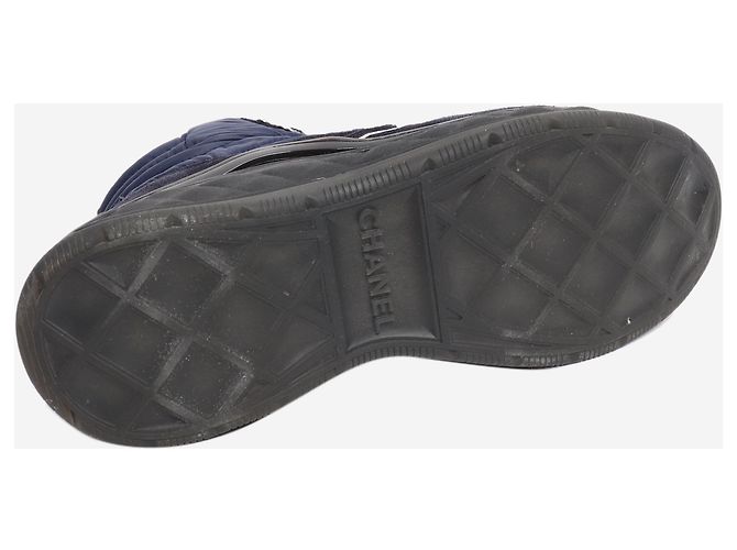 Chanel Sneakers alte in nylon e camoscio blu navy - taglia EU 39.5 - vista 4