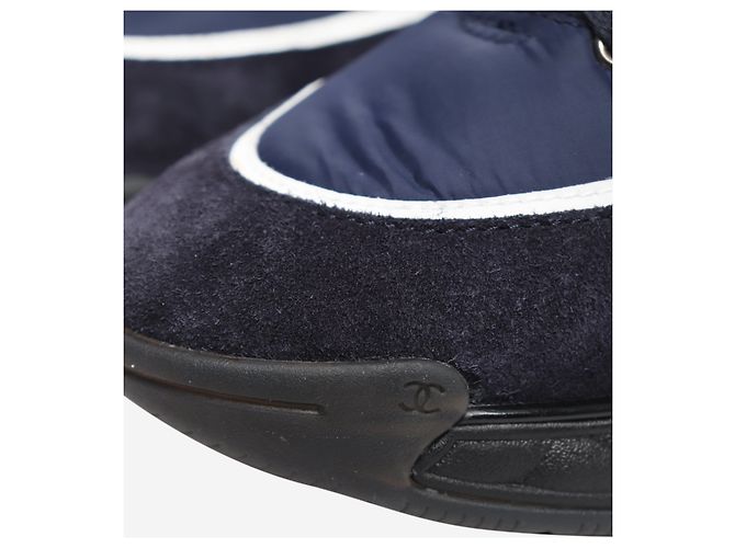Chanel Sneakers alte in nylon e camoscio blu navy - taglia EU 39.5 - vista 7