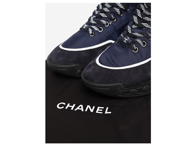 Chanel Sneakers alte in nylon e camoscio blu navy - taglia EU 39.5 - vista 8