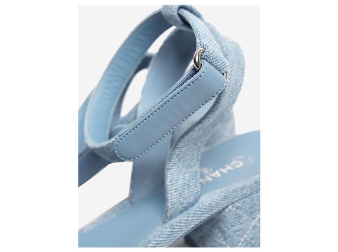 Chanel Sandales en denim matelassé bleu - size EU 40 - vue 8