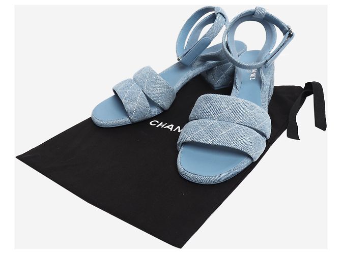 Chanel Sandales en denim matelassé bleu - size EU 40 - vue 9
