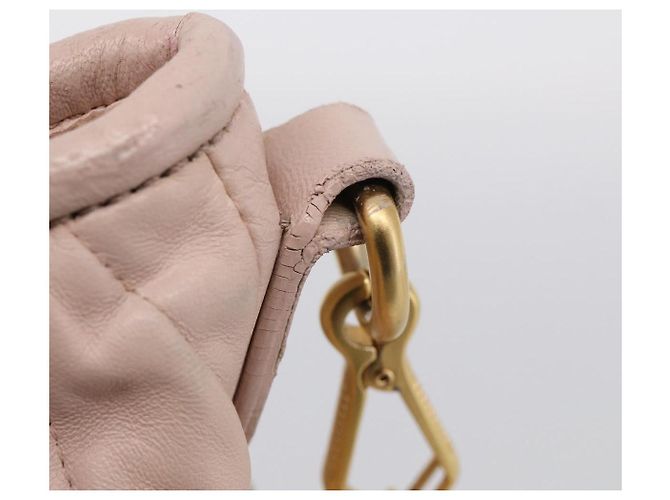 Miu Miu Matelasse Hand Bag Leather 2way Pink Gold - vista 10