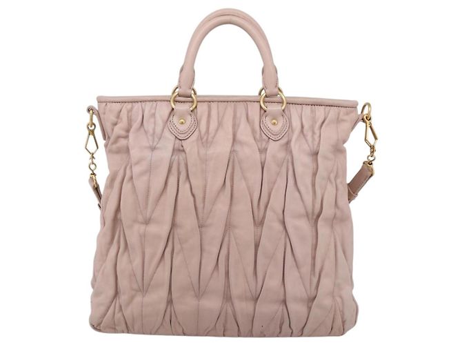 Miu Miu Matelasse Hand Bag Leather 2way Pink Gold - vista 13