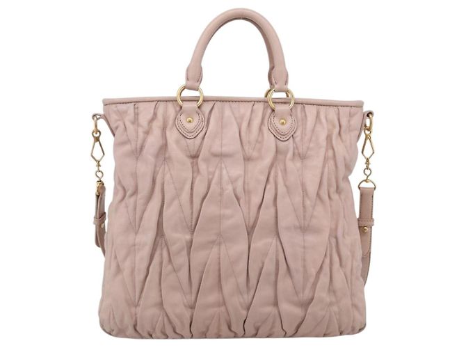 Miu Miu Matelasse Hand Bag Leather 2way Pink Gold - vista 2