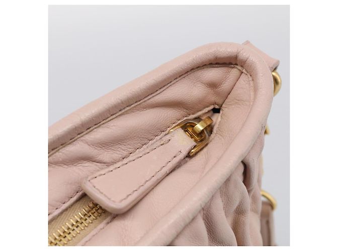 Miu Miu Matelasse Hand Bag Leather 2way Pink Gold - vista 22