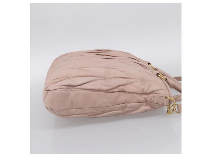Miu Miu Matelasse Hand Bag Leather 2way Pink Gold - vista 4
