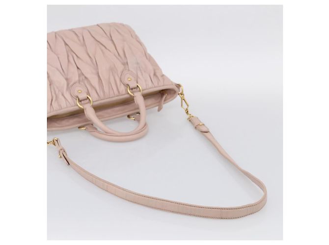 Miu Miu Matelasse Hand Bag Leather 2way Pink Gold - vista 9