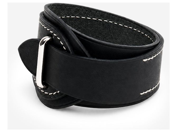 Hermès Pulsera wrap de cuero negro - vista 2