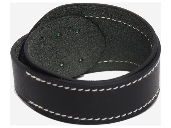 Hermès Pulsera wrap de cuero negro - vista 3
