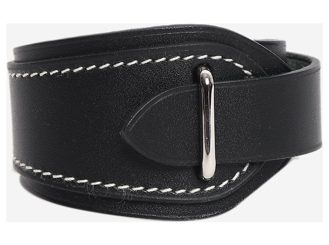 Hermès Pulsera wrap de cuero negro - vista 5