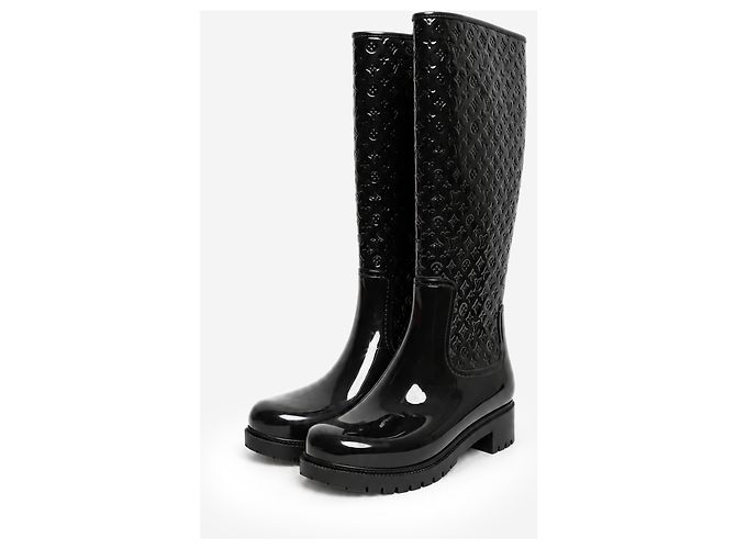 Louis Vuitton Botas de lluvia Drops Monogram grabadas en negro - size EU 36 - vista 2