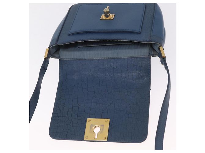 FENDI Hand Bag Leather 2way Blue Gold Tone 8M0321 - vista 10