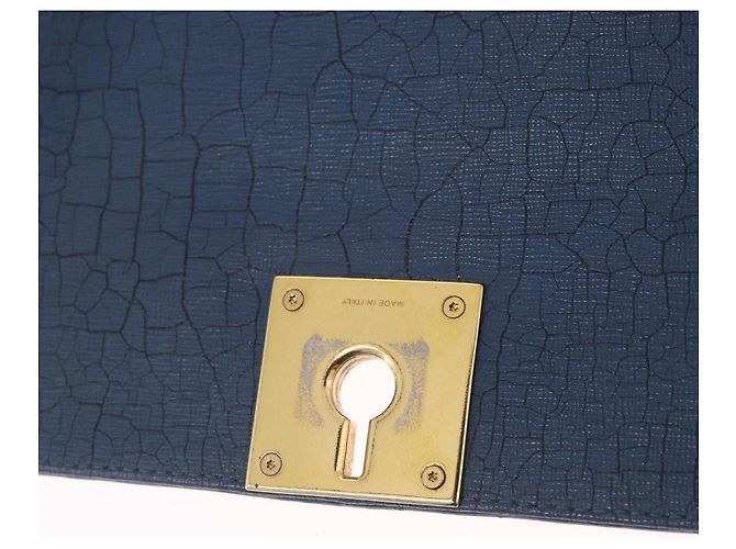 FENDI Hand Bag Leather 2way Blue Gold Tone 8M0321 - vista 23