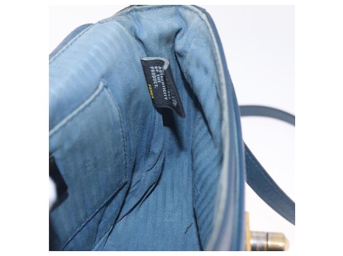 FENDI Hand Bag Leather 2way Blue Gold Tone 8M0321 - vista 26