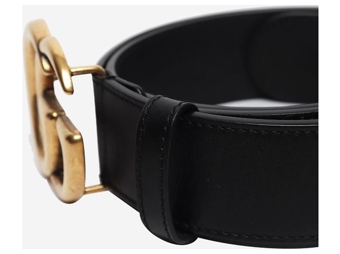 Gucci Ceinture large GG Marmont en cuir noir - vue 2