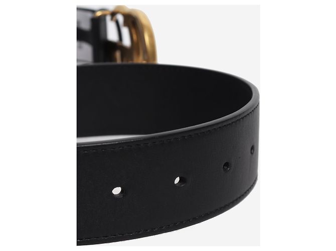 Gucci Ceinture large GG Marmont en cuir noir - vue 3